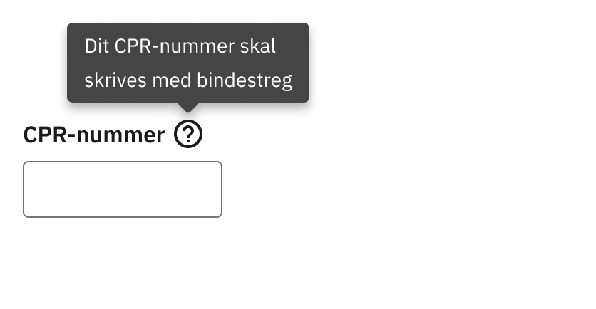 Eksempel på, hvilken information man ikke skal sætte som tooltip